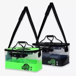 [하프클럽/]쿠미 아쿠아 투명 접이식 45cm 살림통 미끼통 보조가방 밑밥통 낚