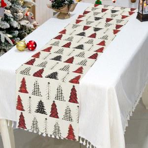 크리스마스 트리 테이블 러너 메리 장식 2025년 나비다드 나탈 선물 커버 받으세요 2026 복 눈송이 새해 많이