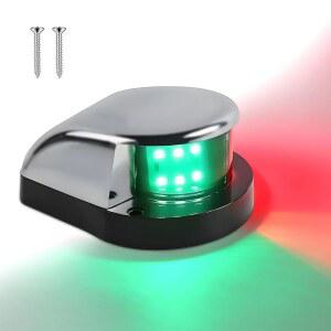반보스 보트 내비게이션 라이트 LED 보우 레드 및 그린 바이 컬러 방수 폰툰 존 베이스 스키프용 USCG 2 NM 해상 실버 크롬 도금 아연