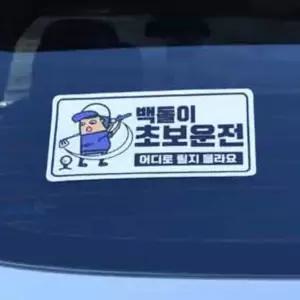 초보운전용 야광 자동차 스티커 부착형 유리 장식 (WFJ5C7Y)