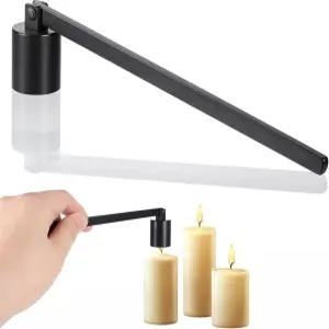 엑시시 캔들 스너퍼 스테인리스 스틸 윅 소화기 불꽃 양초 불꽃을 끄는 긴 손잡이 스트레이트 튜브 (블랙)