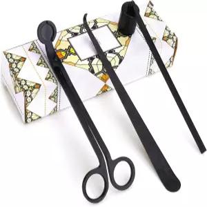 Noneea 3 in 1 양초 액세서리 세트 케어 키트 윅 트리머 선물 포장이 포함된 Wick Dipper(블랙)