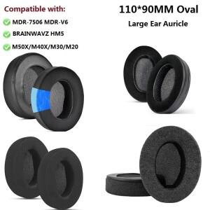[호환품]BRAINWAVZ HM5 이어 패드 용 플랫 벨벳 쿠션  90x110mm 커버 헤드폰 이상의 범용 대형