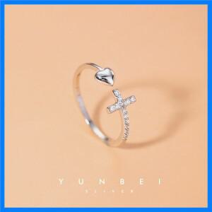 REETI 925 스털링 실버 크로스 러브 링 여성을위한 보석 조정 가능한 오픈 링 파티 생일 선물