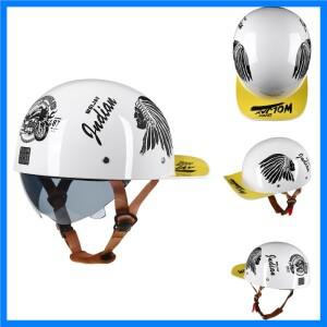 빈티지 오토바이 헬멧 레트로 야구 모자 오픈 페이스 하프 모자 헬멧 남자 여자 헬기 전기 오토바이 크루저