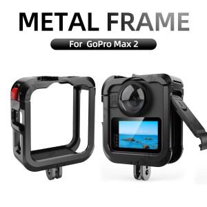 고프로호환 MAX 2용 알루미늄 프레임 케이지 액세서리용 어댑터가 포함된 실리콘 렌즈 커버가 메탈 케이스