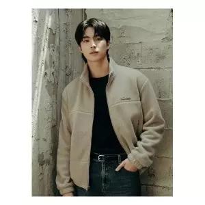 [비바스튜디오]로고 집업 플리스 자켓 - BEIGE 1002607