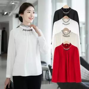 엄마옷 넥크리스 레이온 블라우스 1GHJ23668 중년여성 마담 60 70대  빅사이즈 할머니