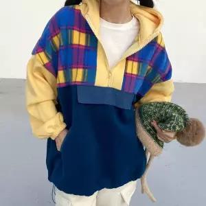 [하프클럽/]빅사이즈 512 딸바체크패턴아노락 DPOV885