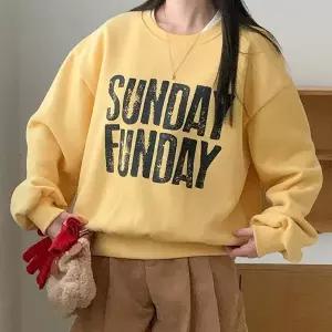 [다잇템] 여자 빈티지레터링 FW 양기모 박시핏 벌룬 맨투맨