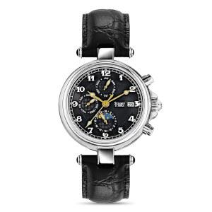 남성용 스타우어 누아르 자동 시계 u2013 빈티지 스타일 블랙 워치 악어 가죽 밴드 스테인리스 스틸 케이스 우아한 선물