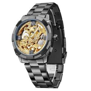 남성용 시계, 조각 속이 빈 기계식 시계 자체 바람, 골격 자동 빈티지 손목시계