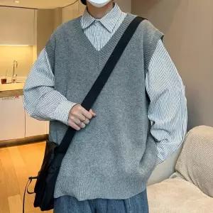 [프로셀러] V넥 남성 니트조끼 2컬러 니트베스트 넉넉핏 오버핏