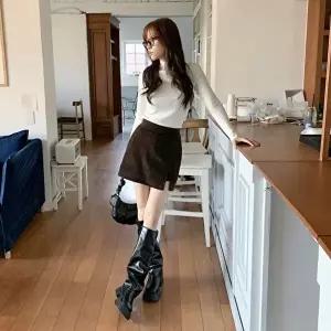 [옷자락]여자 따뜻한 겨울 골덴 트임 미니 치마바지