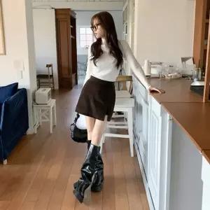 [옷자락]여자 따뜻한 겨울 골덴 트임 미니 치마바지