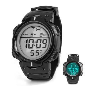 듀옥시에이트 방수 스톱워치 심판 경기 공식 스포츠 디지털 시계, 알람/타이머, 빅페이스 군용 손목시계, 러닝 트레이닝용 LED 백라이트 포함