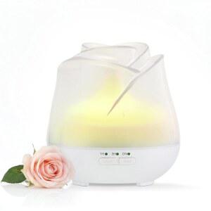 어니스트 리빙 로즈 에센셜 디퓨저 150ml u2013 미니 아로마테라피 , 조용한 안개, USB 전원, 7색 야간 조명, 여성용 BPA, 프로스트 화이트