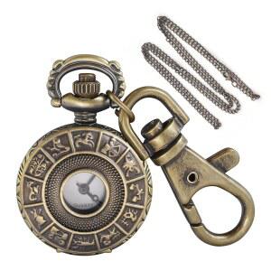 티옹 빈티지 브론즈 남성 u2019s 쿼츠 포켓 워치 - 열쇠고리와 목걸이 체인이 있는 레트로 조각 동물 디자인, 애호가에게 이상적인 선물