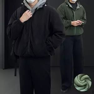 [모로엠]체크 후드 스트링 극세사 후리스 자켓 (2색상) ON-JUA-QWFLADQ1