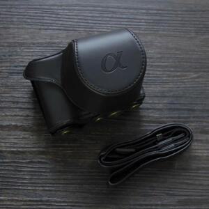 소니 A5100 NEX3N (16-50 렌즈) 카메라 커버 용 레트로 가죽 가방 어깨 목 스트랩이포함 PU 보호 하프베이