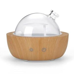 가정용 유리 에센셜 디퓨저, 우드 그레인 베이스 , 장식용 침실 아로마 테라피 향 에어 디퓨저 200ml