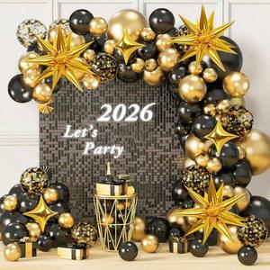 아이바토바 블랙 앤 골드 풍선 아치 키트, 2026년 새해 무도회, 기념일, 졸업식, 결혼식, 은퇴식, 학사, 남성 여성을 위한 생일 장식 126PCS 파티