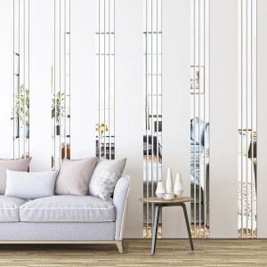 OUTANA 20개 스트립 아크릴 자가 접착 거울 테이프 테두리 - 탈착식 컷테이블 껍질 벗기기 및 스티커 장식용 1.2 * 13.8인치 (실버)