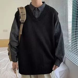 [모로엠]남자 어깨 부분 드랍 포인트 루즈핏 베스트 니트 조끼 DMS-VEW-Q4262985