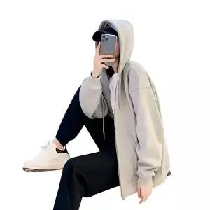 [하프클럽/]나프커 그레이 얇은 오버핏 무지 후드집업 빅사이즈 루즈핏 남