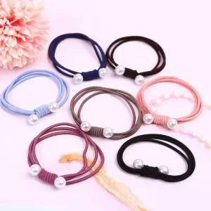 투볼 진주 고무줄 머리끈 머리끈 똥머리밴드 여성머리끈 스크런치