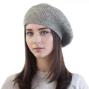 AICHUAN 여성용 빈티지 니트 베레모 모자 겨울 가을 울 프렌치 스타일 비니 모자 아티스트 페인터 모자, 회