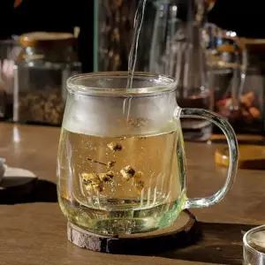 내열 티머그 유리잔 400ml 찻잔 세트 뚜껑머그 예쁜 티백 홍차 허브 필터 거름망 다기