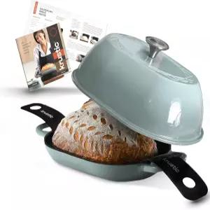프로 사워도우 빵 베이킹을 위한 크루스틱 에나멜 주철 더치 오븐 뚜껑이 있는 5.5쿼터 로프 크기 타원형