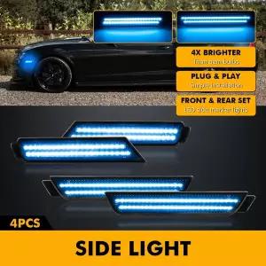 화물차차폭등 사이드등 4pcs 자동차 전면 후면 LED 사이드 마커 조명 Chevy Camaro 2010- 용 동적 블루 라