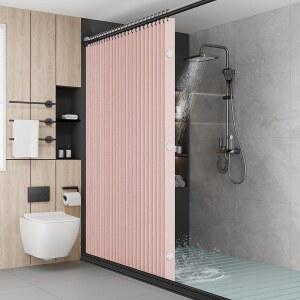 GCRJFYN 욕실 마그네틱 접이식 샤워 커튼, 아코디언 스타일 샤워실, 욕조, 호텔 또는 아파트(핑크, 70W x 79.5H) 1pc
