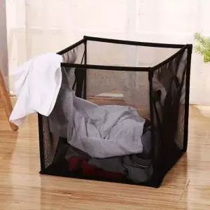 이동식 접이식 블랙 세탁 재활용바구니 대용량빨래바구니 매쉬 햄퍼 바구니