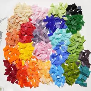 라냐니 2.4파운드 벌크 초대형 모자이크 유리 타일 선명한 혼합 색상의 불투명 스테인드글라스 조각 DIY