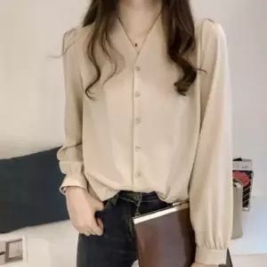 정장셔츠 여성블라우스 셔츠 어깨뽕 브이넥남방 (WFJSPD4)