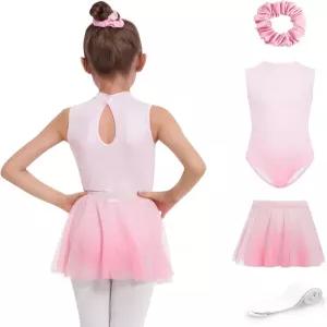 지에이미 걸스 발레 레오타드 4종 탈부착 스커트 그라디언트 컬러 댄스 원피스 의상 콤보 타이트 스크런치