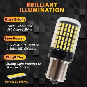 루보식 2Pcs 1156 BA15S P21W T20 7440 3157 LED 전구 144smd Led CanBus 램프 방향 지시등
