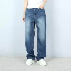 데님 난스판 세미 일자 롱 팬츠  )