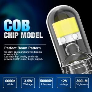 루보식 2/6x W5W T10 Led 전구 Canbus 사파이어 COB 드라이브 프리 웨지 6000K 168 194 5w5 자동차 인테리