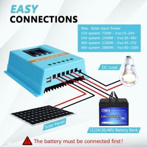 Y&H MPPT 60A 80A 100A 태양열 충전 컨트롤러 12V 24V 36V 48V LCD 디스플레이 스마트 레귤레이터 리튬 배