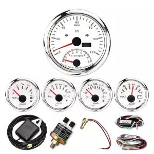 RACETECH 5 게이지 세트 85mm (3-3/8 ) 2in1 GPS 속도계 120MPH 타코미터 8000 RPM 표시등 및 주행 거리계