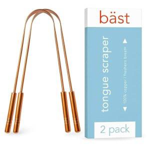 B st Tongue 스크래퍼 u2022 100% 구리(2팩) 프리미엄 혀 클리너 u2022 구강 건강 개선 u2022 아유르베다 청소 도구