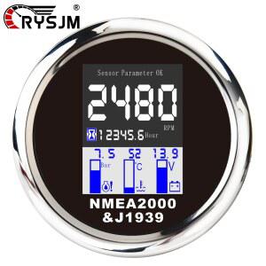 방수 NMEA 2000 5 in 1 디지털 게이지 RPM 타코미터 수온 오일 압력 전압계 (보트용 알람 포함) 12V 24V