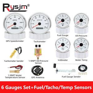 110mm 게이지 52mm 6 세트 센서 포함 120MPH GPS 속도계 8000rpm 타코미터 전압계 온도 프레스 연료 240-33ohm