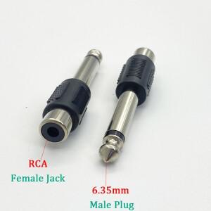 RCA/AV 암 잭-6.35mm 수 플러그 모노 오디오 커넥터  1/4 인치-RCA 로터스 헤드 믹서  DIY 마이크 어댑터
