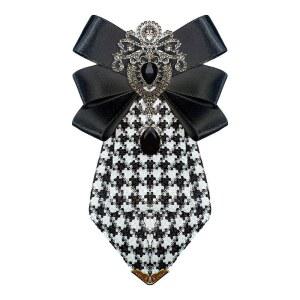 남성 티어드롭 라인스톤 보우 프리타이드 브로치 남녀 공용 우아한 크리스탈 새틴 패브릭 하운드투스 리본 넥 타이 라펠 핀 웨딩 프롬 파티 의상