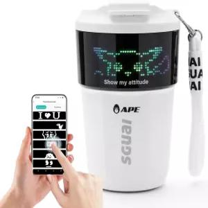 LED 픽셀 프로젝션 화면 APE 스마트 커피 텀블러 APP 제어 12온스 단열 컵 머그 여자친구 남자친구 생일